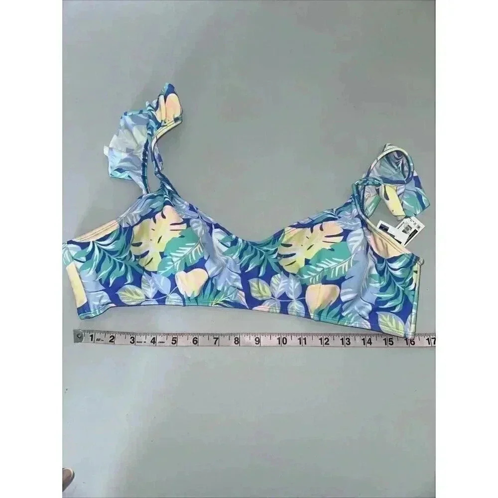 No Boundaries Ruffle Bralette Bikini Swim Top Size Junior XL (15-17) Floral - Picture 3 of 5